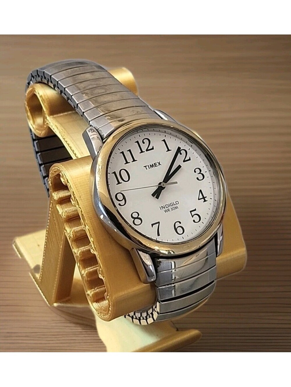 Timex Men's Easy Reader Indiglo Watch 35MM Two Tone Case SS Stretch 9.5" Works